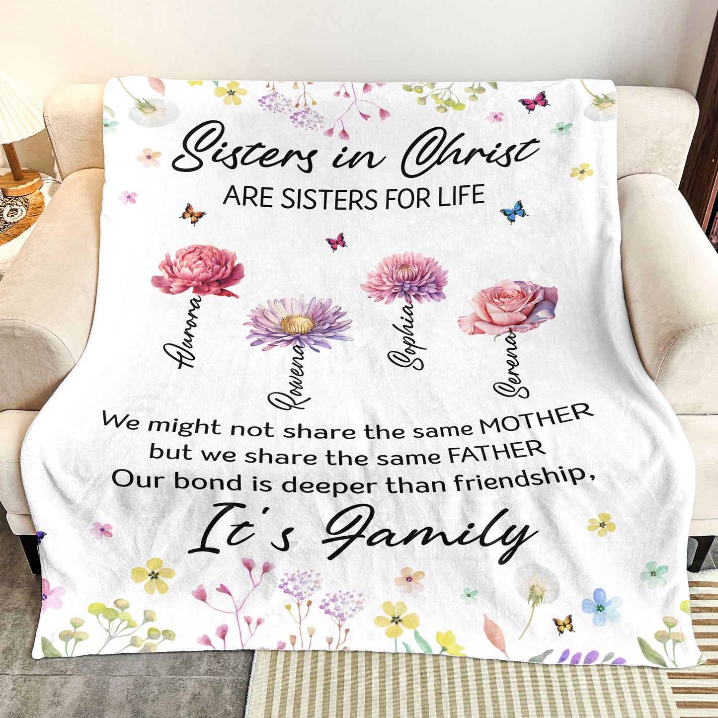 Sisters In Christ Are Sisters For Life - Faith Friendship - Personalized Blanket