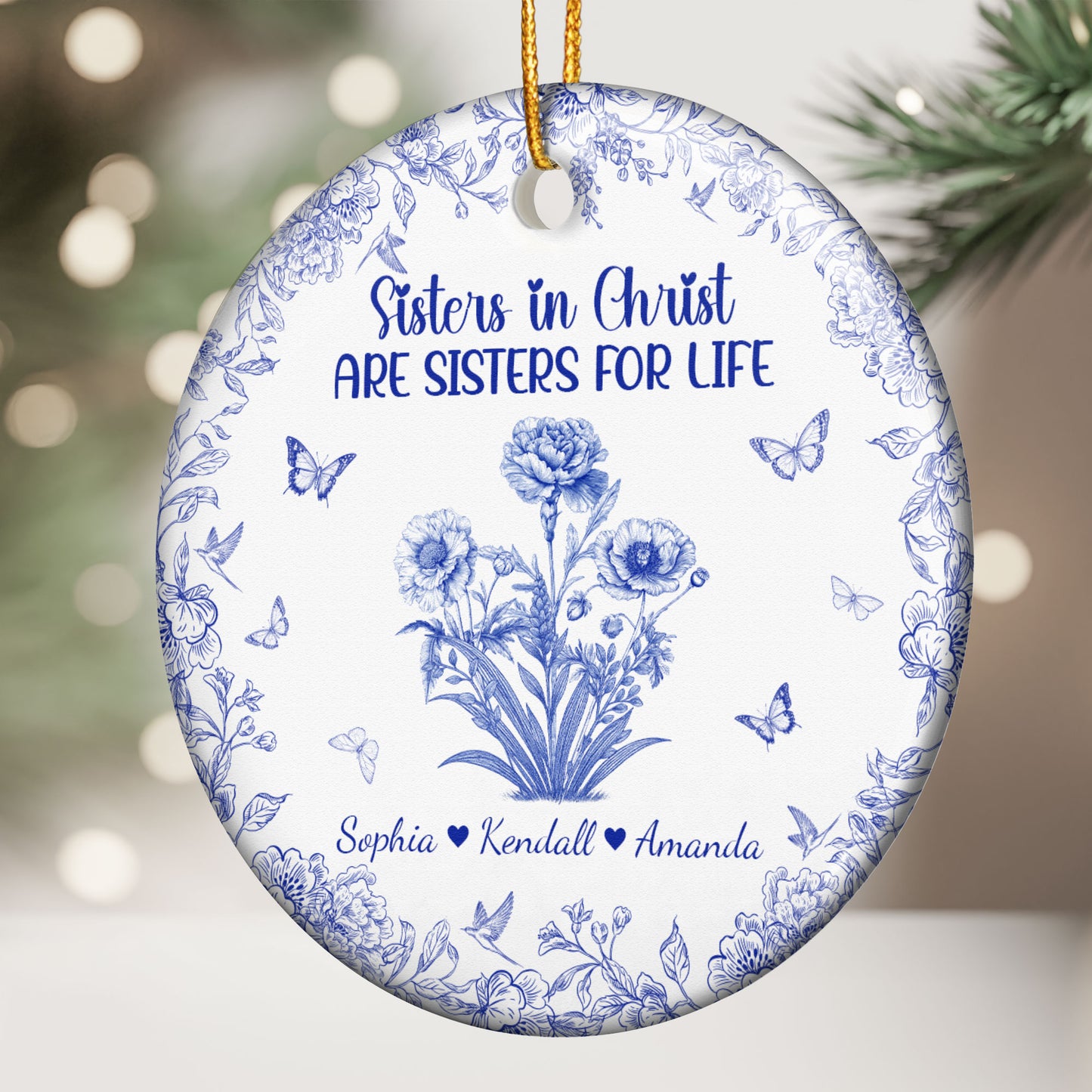 Sister In Christ Are Sisters For Life Toile De Jouy - Personalized Ceramic Ornament