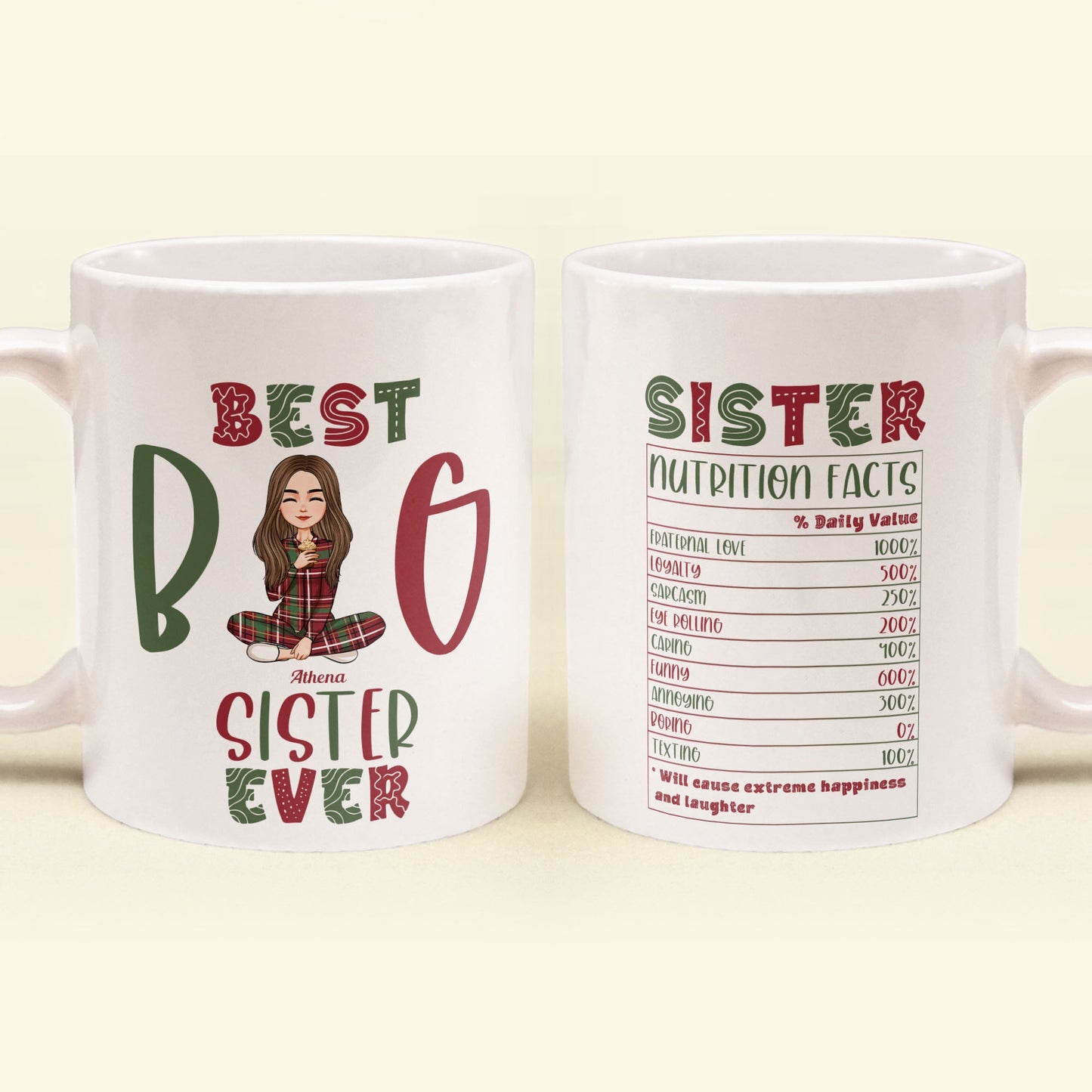 Sister Nutrition Facts - Personalized Mug - Christmas, Loving Gift For Sisters