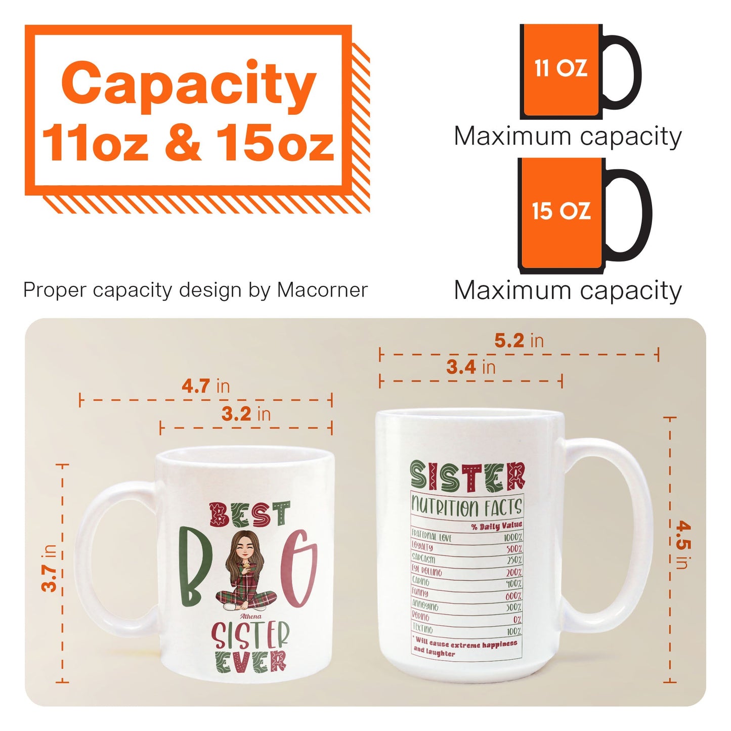 Sister Nutrition Facts - Personalized Mug - Christmas, Loving Gift For Sisters