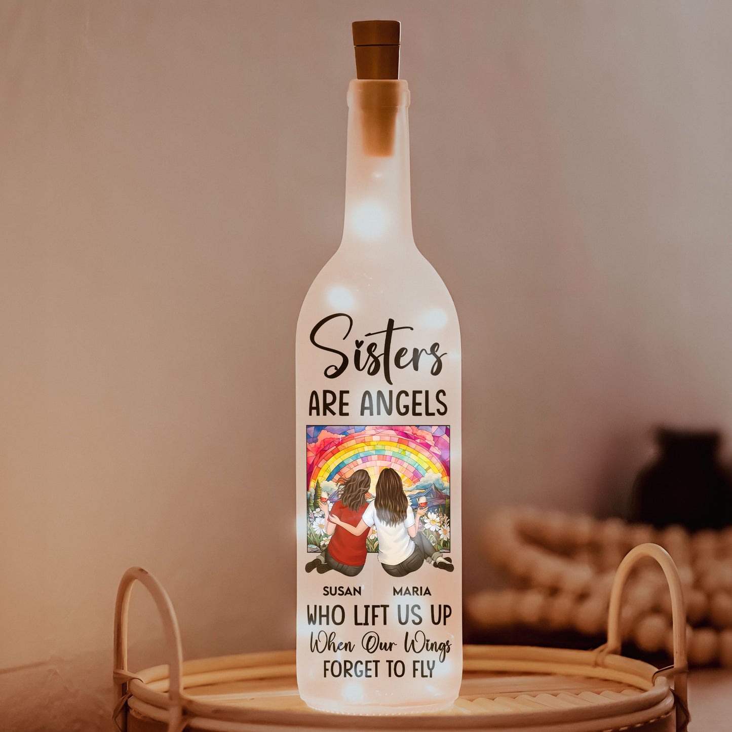 Sisters Are Angels - Personalized Bottle Lamp