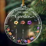 Sisters Are Different Flowers Christmas Ornament - Personalized Acrylic Ornament