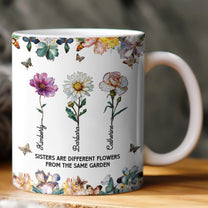 Sisters Are Different Flowers Custom Mosaic Birth Flowers - Personalized Mug