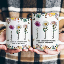 Sisters Are Different Flowers Custom Mosaic Birth Flowers - Personalized Mug