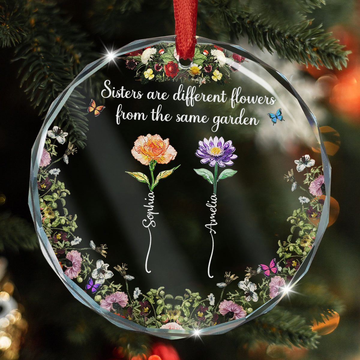Sisters Are Different Flowers From The Same Garden - Personalized Glass ...