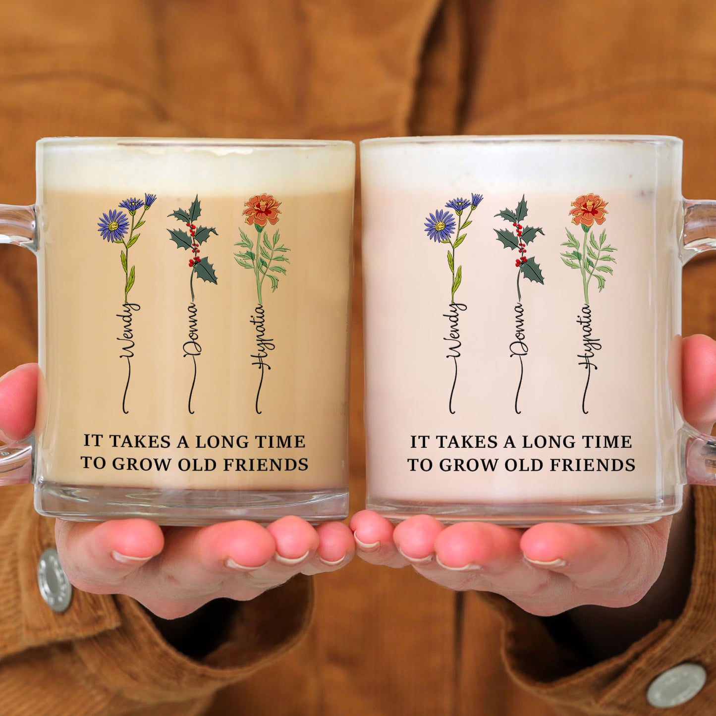 Sisters Are Different Flowers From The Same Garden - Personalized Glass Mug