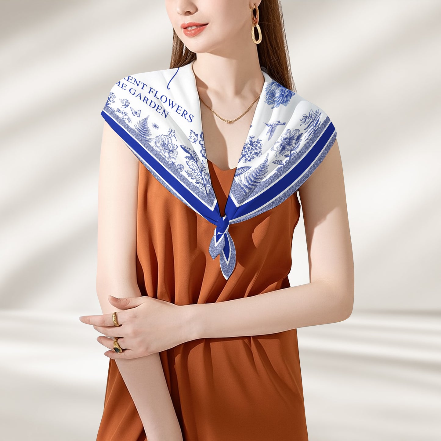 Sisters Are Different Flowers From The Same Garden Toile De Jouy Birth Flower - Personalized Satin Scarf