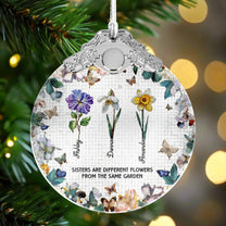 Sisters Are Different Flowers Mosaic Style - Personalized Glass Ornament With Silver Cap