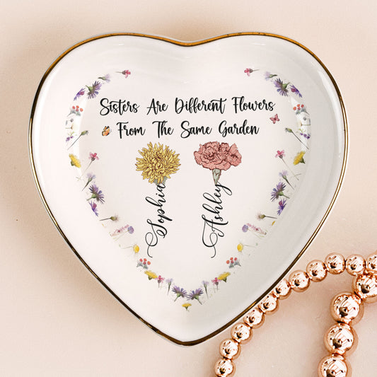 Sisters Are Different Flowers - Personalized Ring Dish