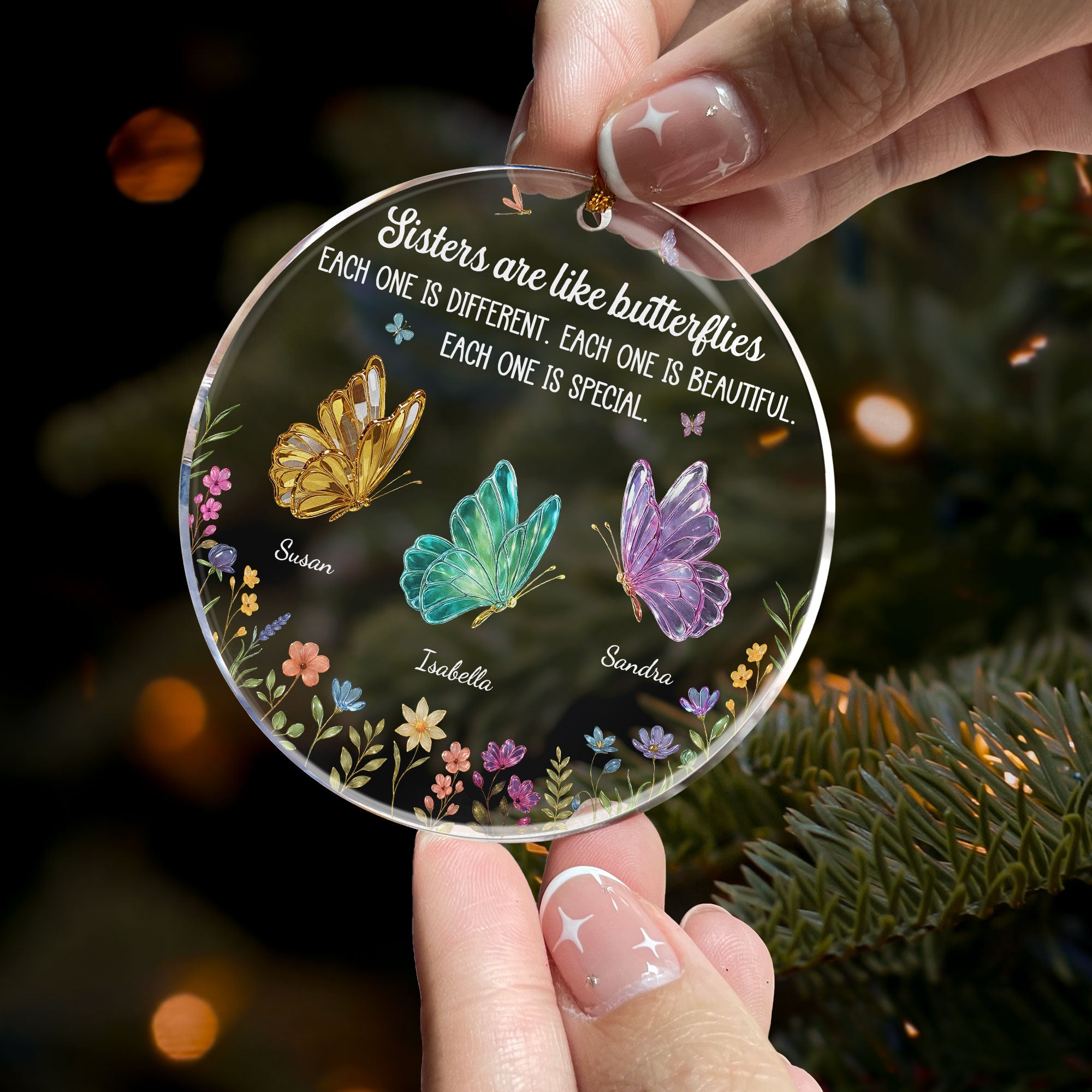 Sisters Are Like Butterflies - New Butterfly - Personalized Acrylic Ornament