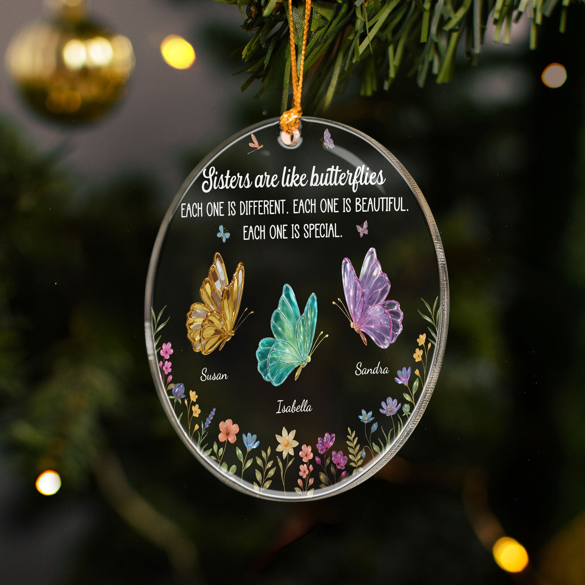 Sisters Are Like Butterflies - New Butterfly - Personalized Acrylic Ornament