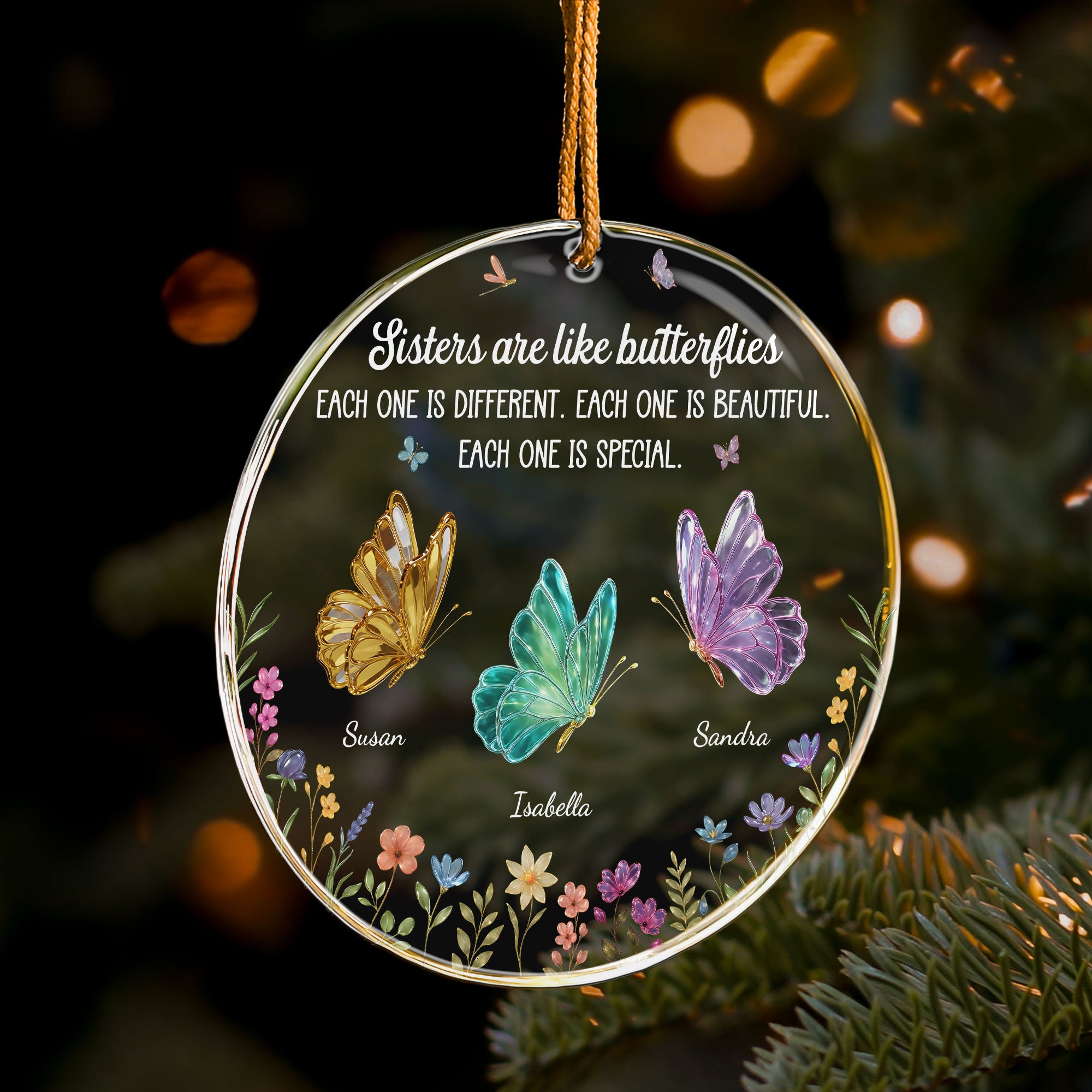 Sisters Are Like Butterflies - New Butterfly - Personalized Acrylic Ornament
