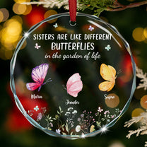 Sisters Are Like Butterflies - Personalized Glass Ornament