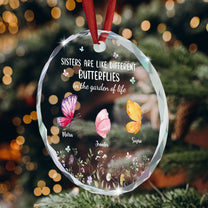 Sisters Are Like Butterflies - Personalized Glass Ornament