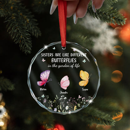 Sisters Are Like Butterflies - Personalized Glass Ornament