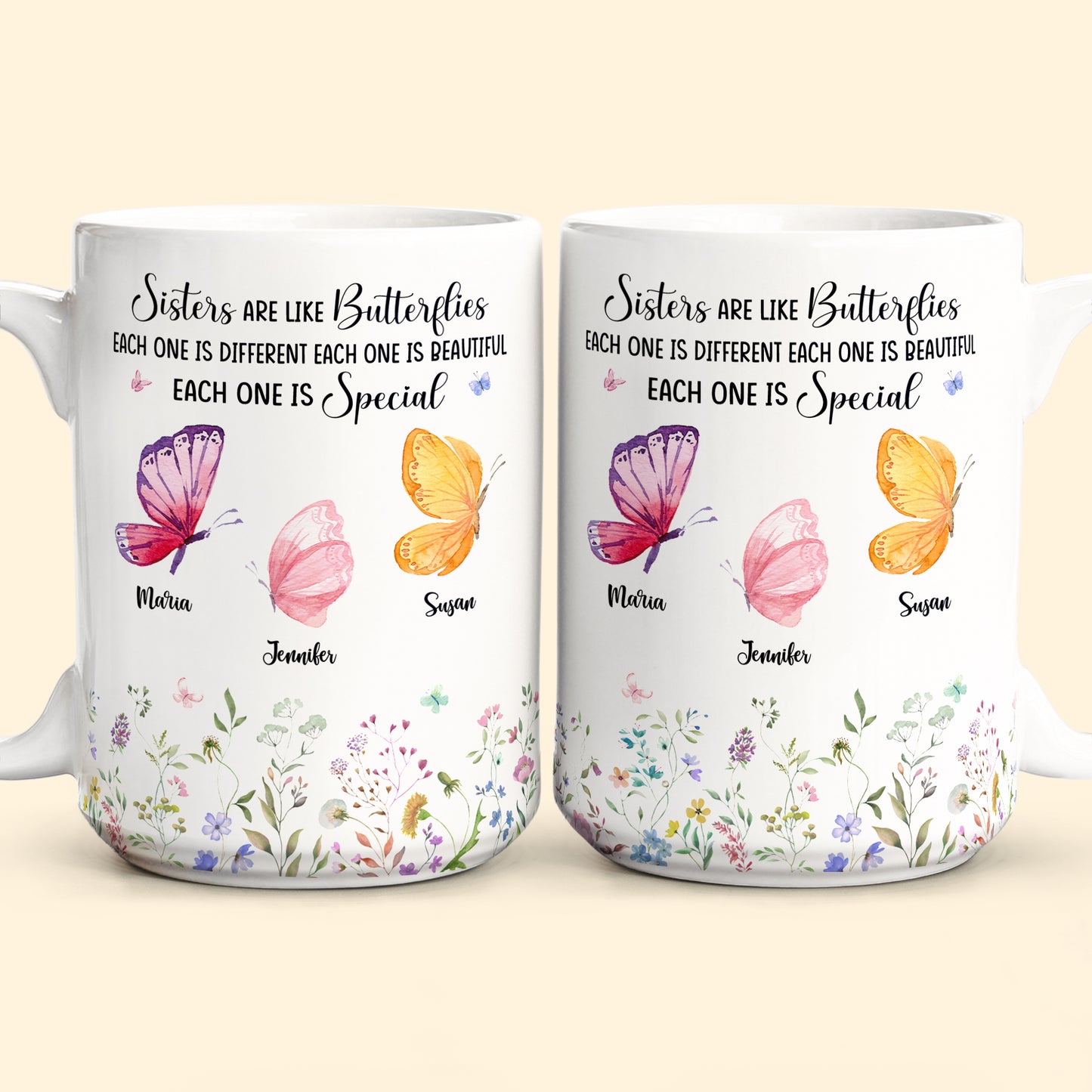 Sisters Are Like Butterflies - Personalized Mug