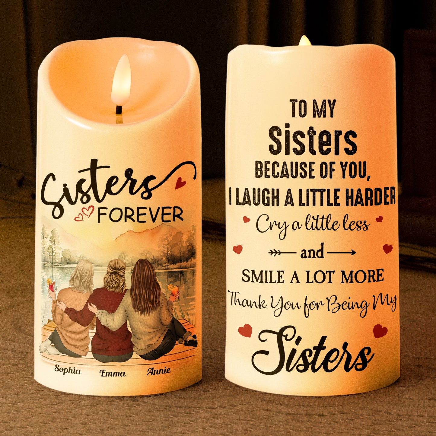 Sisters Are Like Stars You May Not Always See - Personalized LED Candle