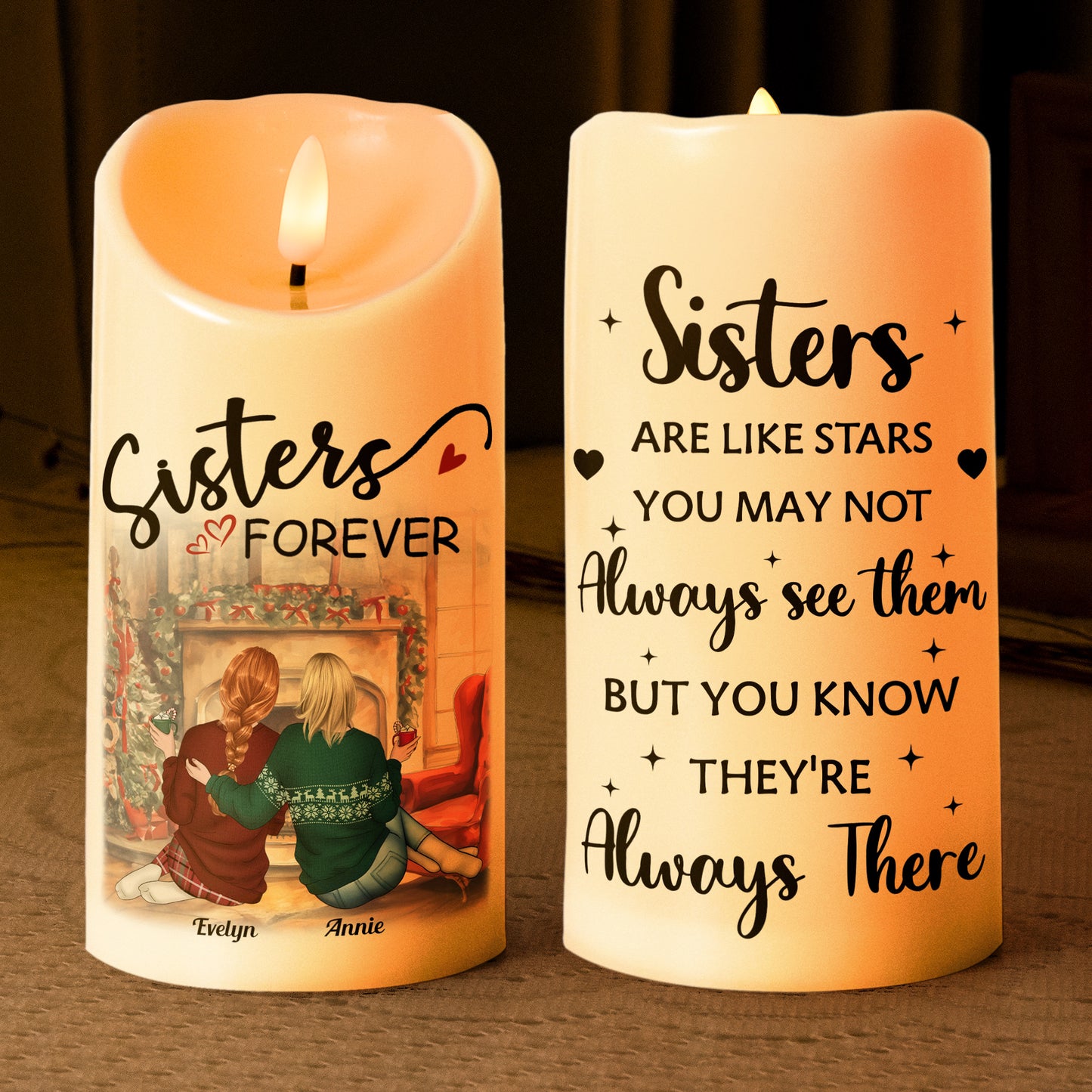 Sisters Are Like Stars You May Not Always See - Personalized LED Candle