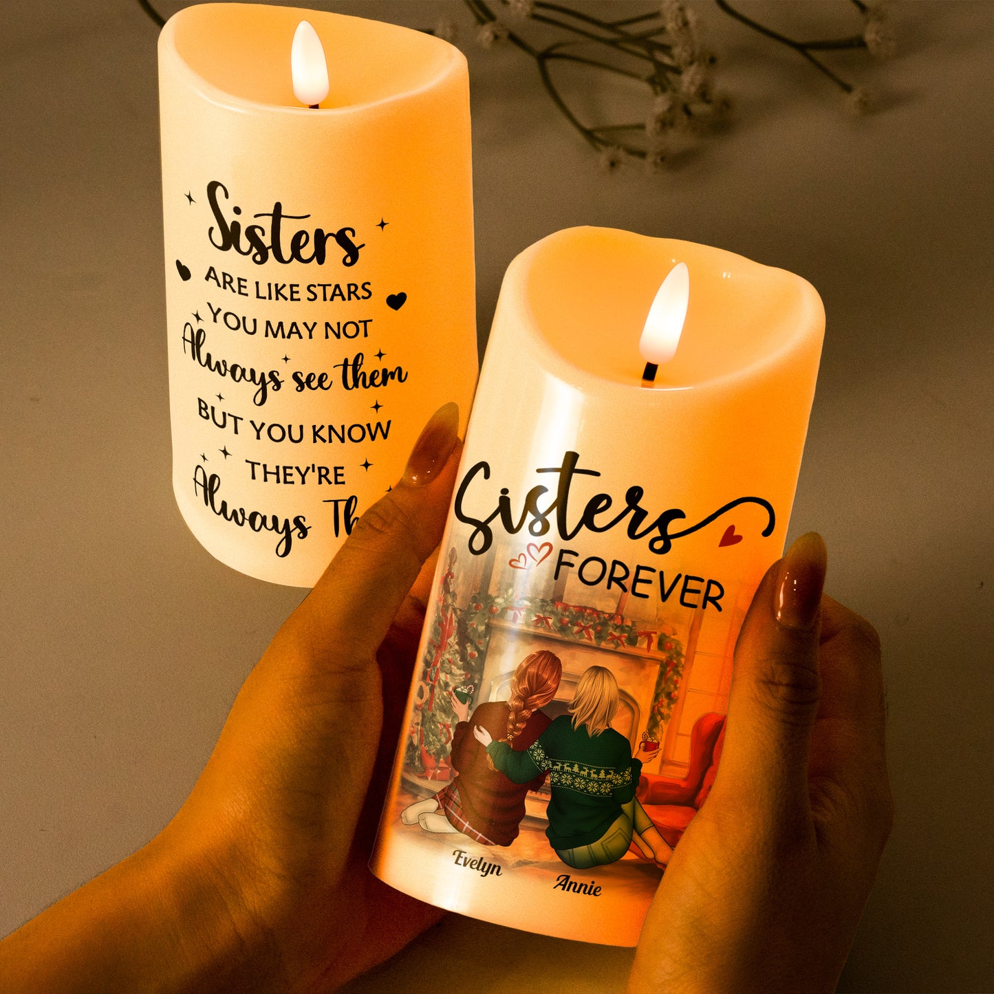 Sisters Are Like Stars You May Not Always See - Personalized LED Candle