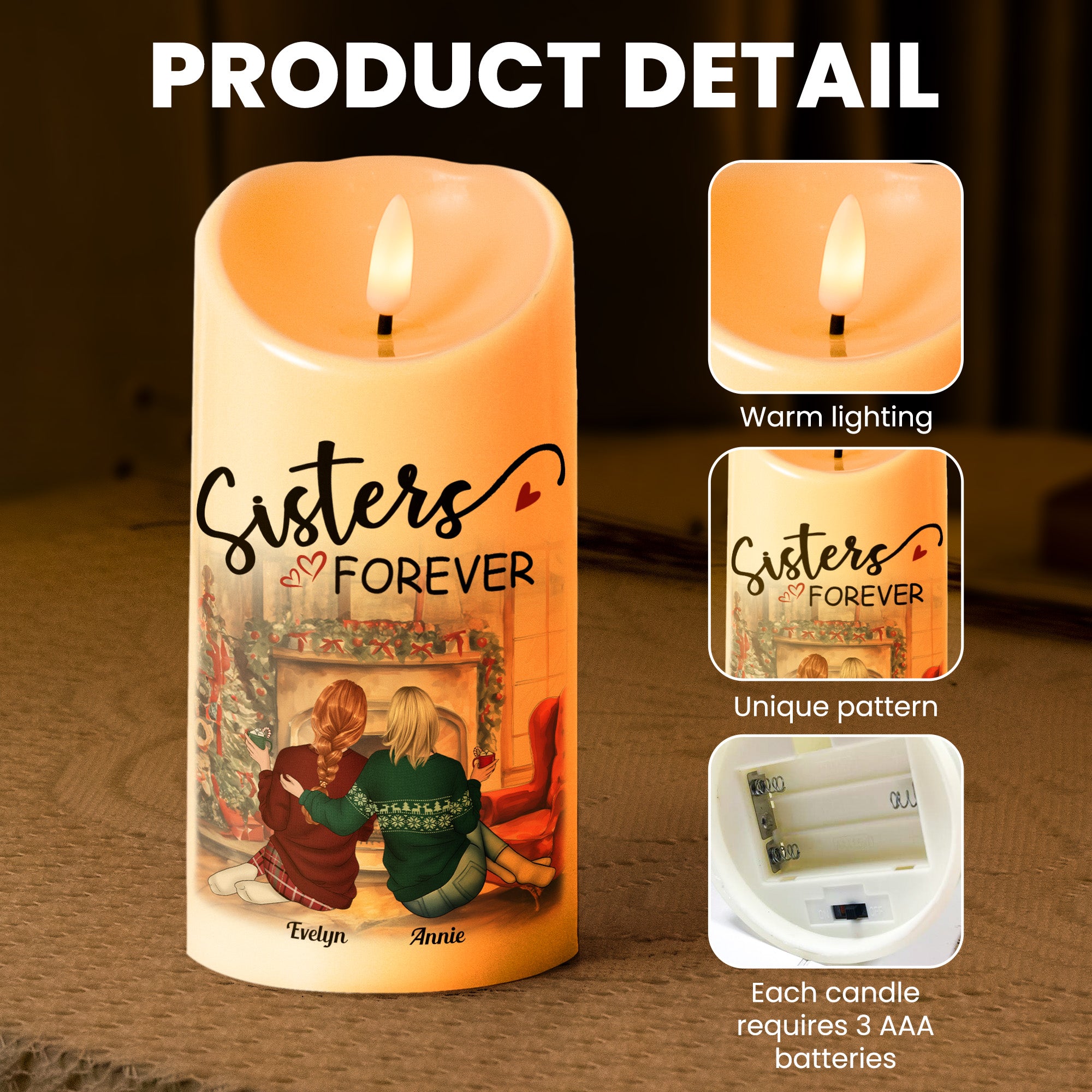 Sisters Are Like Stars You May Not Always See - Personalized LED Candle