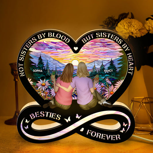Sisters By Heart - Personalized LED Night Lamp