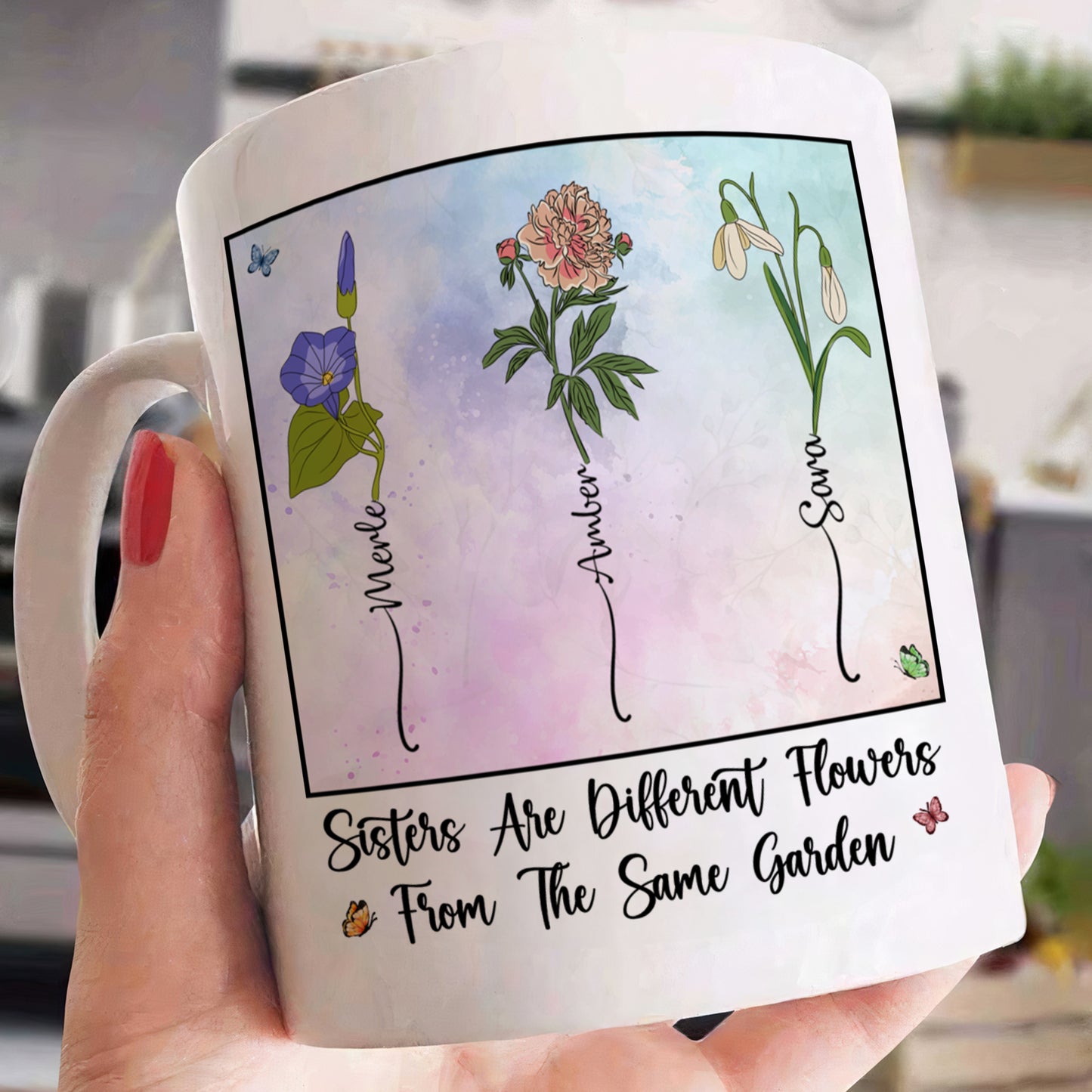 Sisters Different Flowers From The Same Garden - Personalized Mug