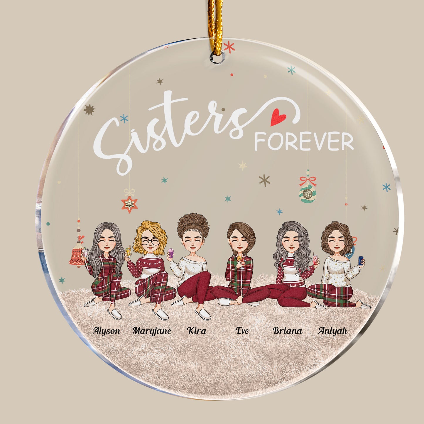 Sisters Forever - Personalized Circle Acrylic Ornament