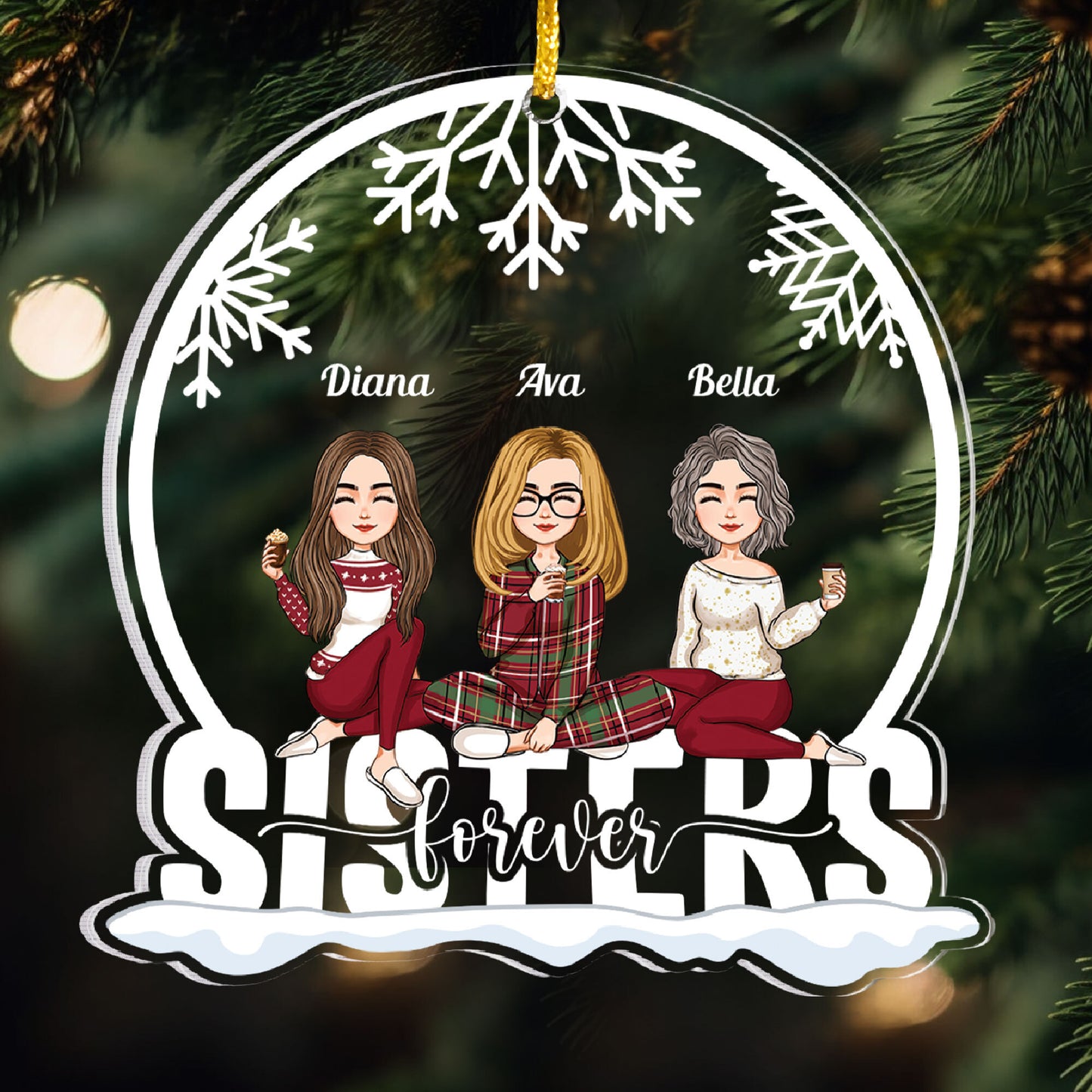 Sisters Forever - Personalized Custom Shaped Acrylic Ornament