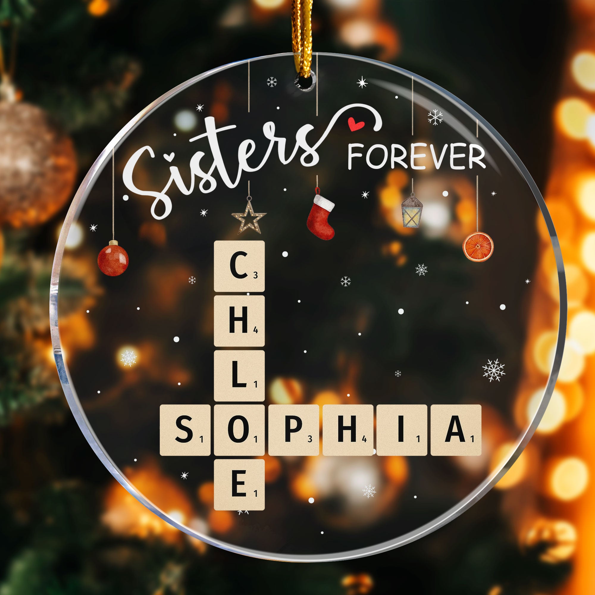 Sisters Forever Scrabble Custom Name - Personalized Acrylic Ornament