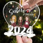 Sisters Forever - Version 2 - Personalized 2026 Heart Shaped Acrylic Ornament