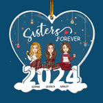 Sisters Forever - Version 2 - Personalized 2026 Heart Shaped Acrylic Ornament