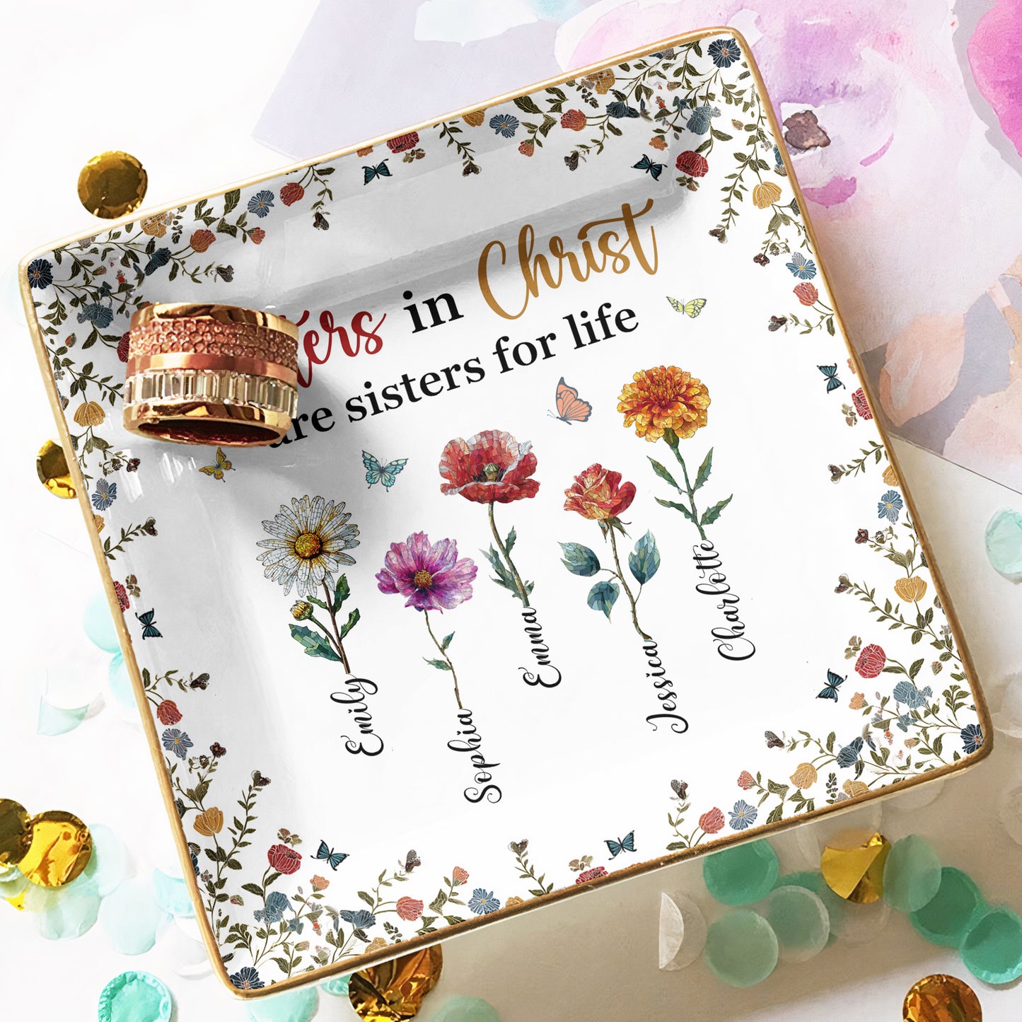 Sisters In Christ Are Sisters For Life - Personalized Jewelry Dish