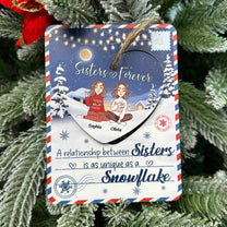 Sisters Is As Unique As A Snowflake - Personalized Wooden Card With Pop Out Ornament