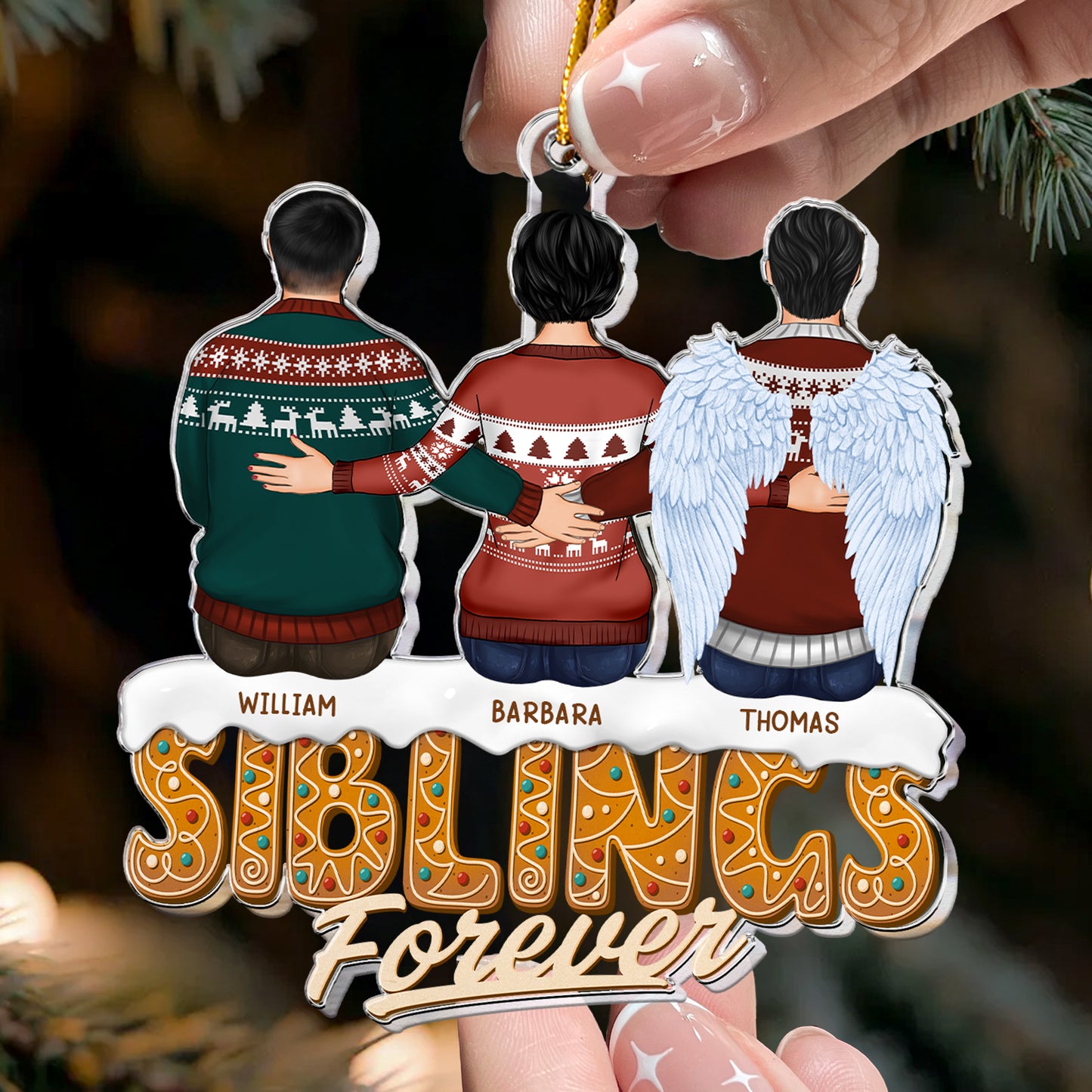 Sisters Siblings Forever - Ver 2 - Personalized Acrylic Ornament