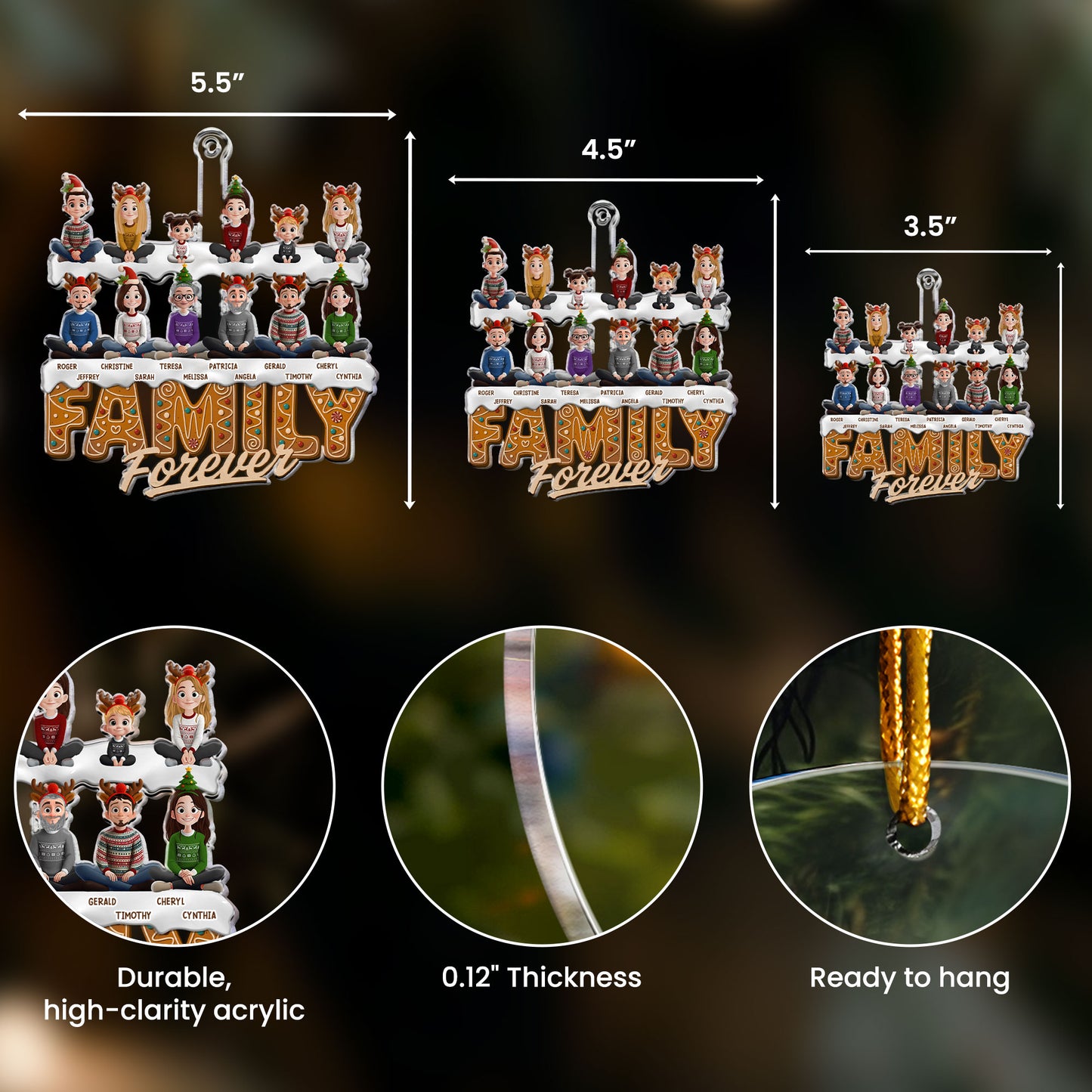 Sisters Siblings Forever (Up To 12), 2025 Christmas Ornament, Family Ornament - Personalized Acrylic Ornament