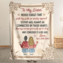 Sisters Will Always Be Connected By Their Hearts - Personalized Blanket