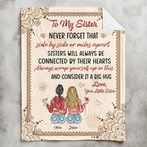 Sisters Will Always Be Connected By Their Hearts - Personalized Blanket