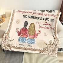 Sisters Will Always Be Connected By Their Hearts - Personalized Blanket