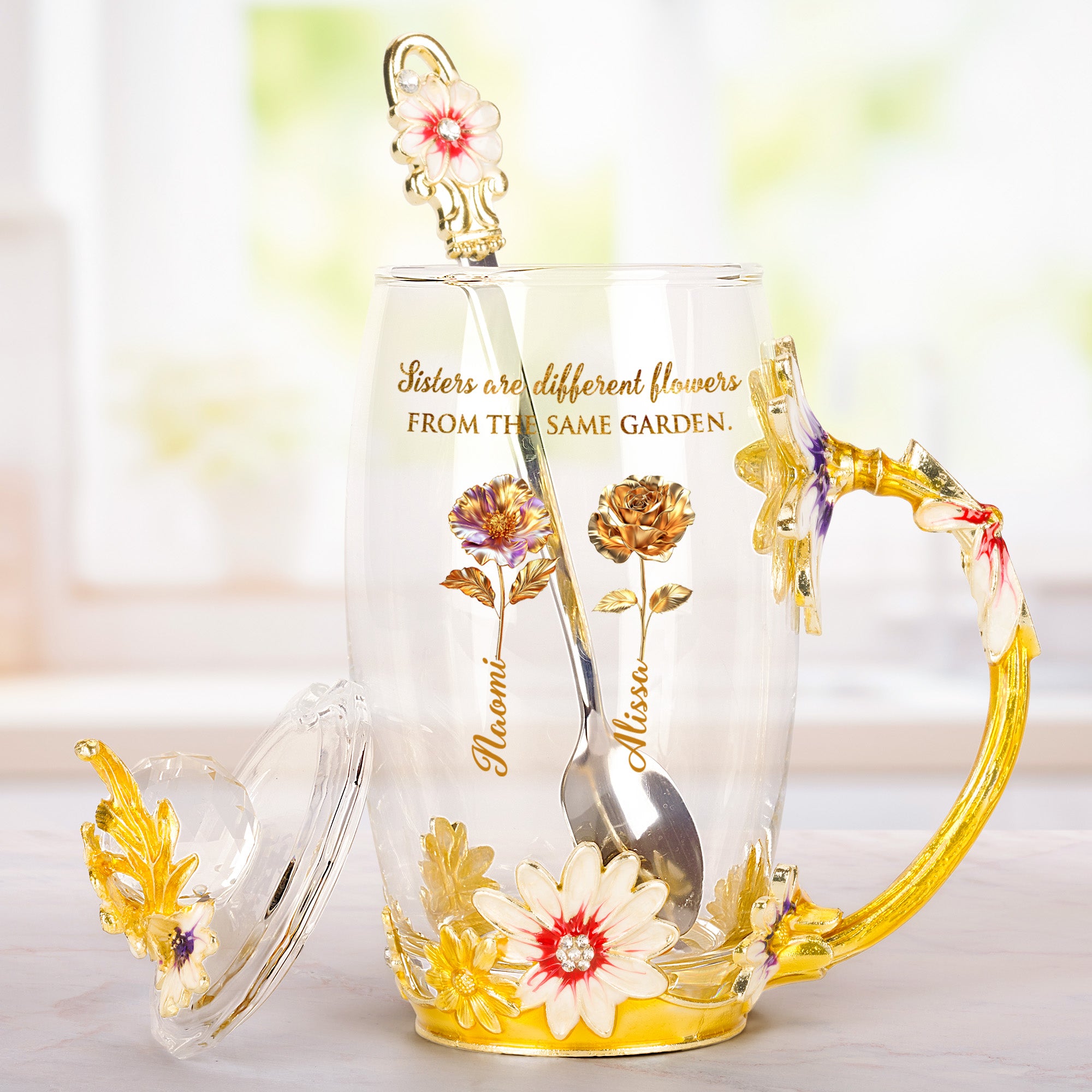Sisters-Are-Different-Flowers-From-The-Same-Garden-Birth-Flowers-Personalized-Glass-Cup-2