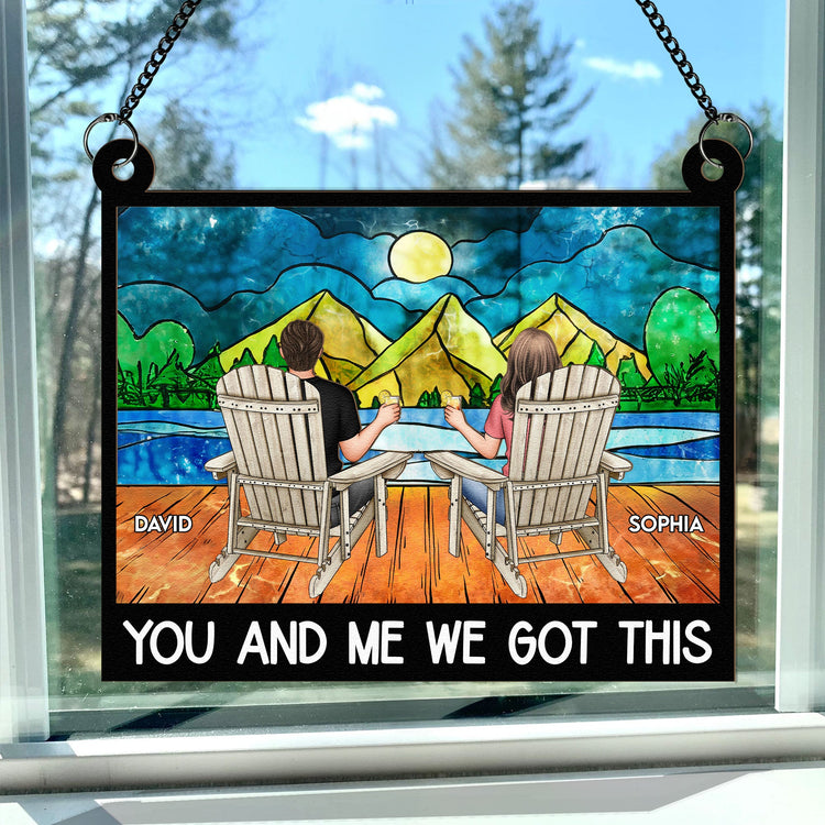 Sitting Together - Personalized Window Hanging Suncatcher Ornament