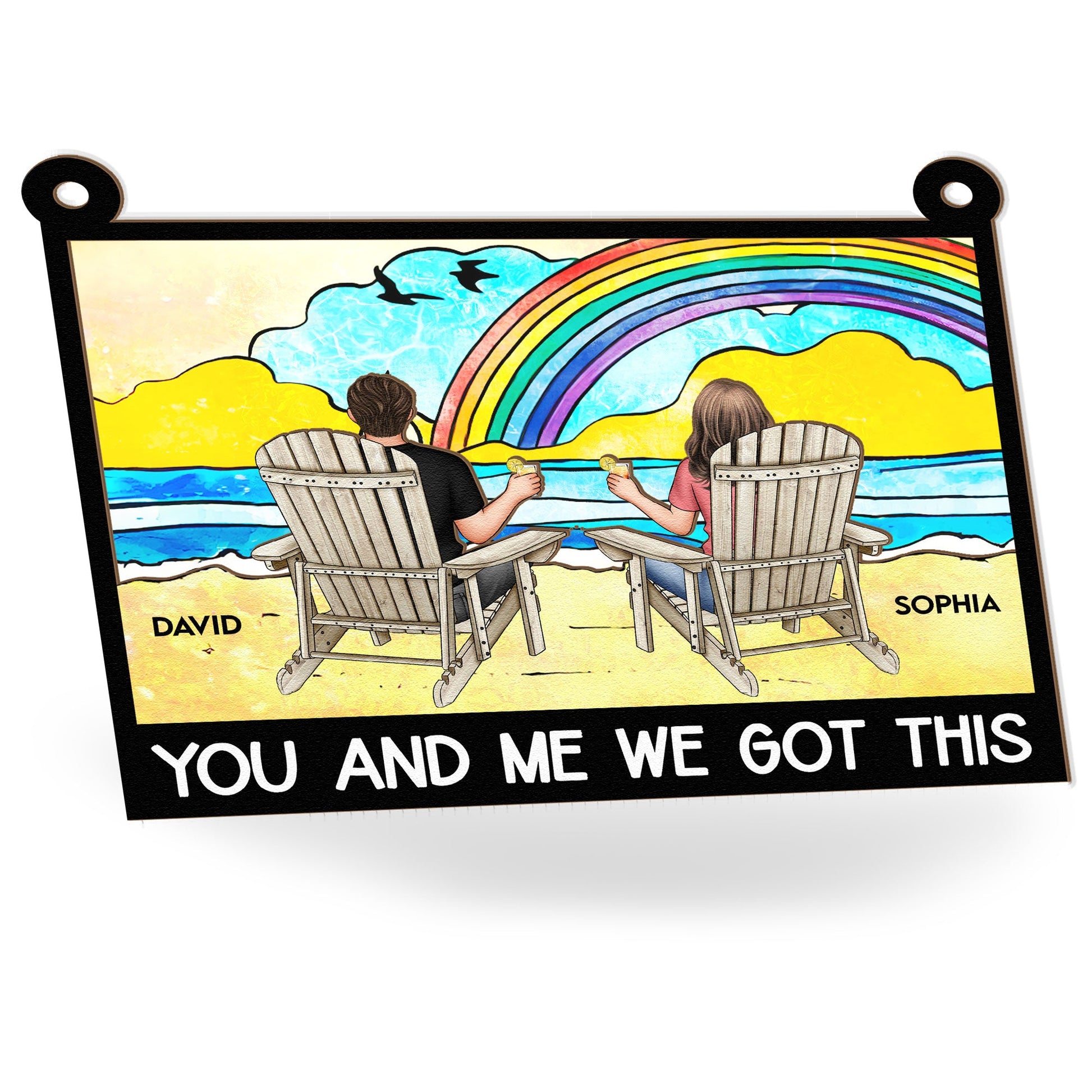 Sitting Together - Personalized Window Hanging Suncatcher Ornament