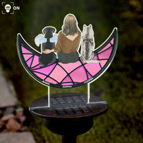 Sitting With Pets On The Moon - Personalized Solar Light