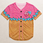 Six Seven 67 Meme Ice Cream - Personalized Kids Baseball Jersey