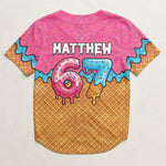 Six Seven 67 Meme Ice Cream - Personalized Kids Baseball Jersey