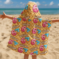 Six Seven 67 Meme Ice Cream - Personalized Kids Hooded Towel