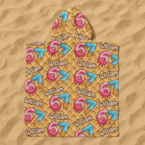 Six Seven 67 Meme Ice Cream - Personalized Kids Hooded Towel