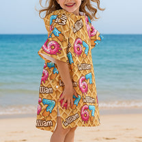 Six Seven 67 Meme Ice Cream - Personalized Kids Hooded Towel