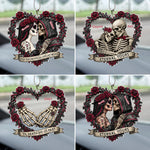 Skull Couple Spooky Skeleton Style ’Til Death Do Us Part - Personalized Rear View Mirror Accessory