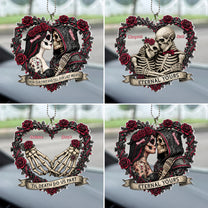 Skull Couple Spooky Skeleton Style ’Til Death Do Us Part - Personalized Rear View Mirror Accessory