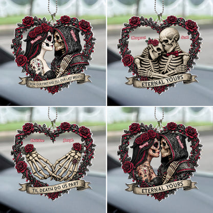 Skull Couple Spooky Skeleton Style ’Til Death Do Us Part - Personalized Rear View Mirror Accessory
